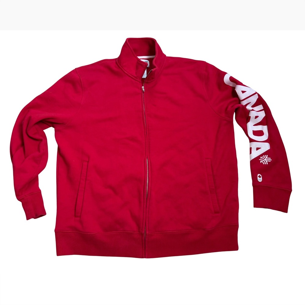 Hudson's Bay Team Canada Olympic Track Jacket Mens XL Red Full Zip Fleece Sweat